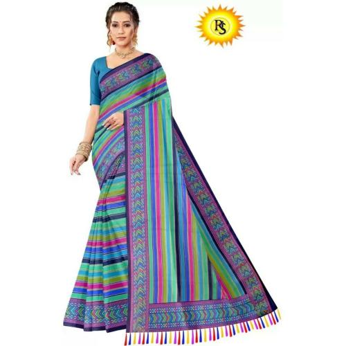 HIRISHA Printed Leheria Chiffon Saree (Sky Blue)