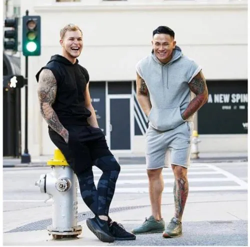 HotButton Lightweight Short Sleeve Casual Hoodie for Men with Kangaroo Pocket XXL Size