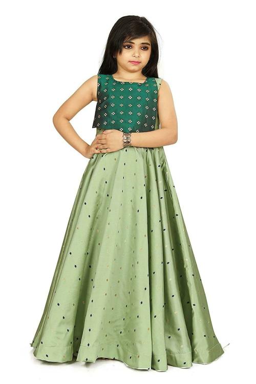 FELIZ THE DESIGNER STUDIO Girls Pista Cotton Silk Long Gown