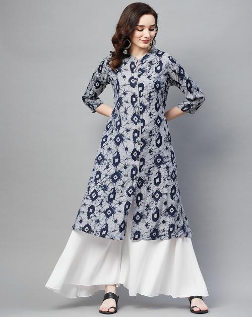 Aarika Women's Navy Blue Color Printed Kurti