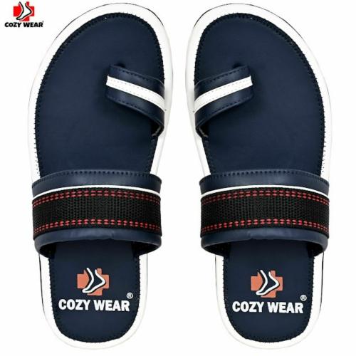 Cozy Wear Slippers Hawai Chappal Rubber Flip Flops Slippers, Comfortable & Ultra-Light, Waterproof Non-Slip Thong G-257 Navy Blue (9)