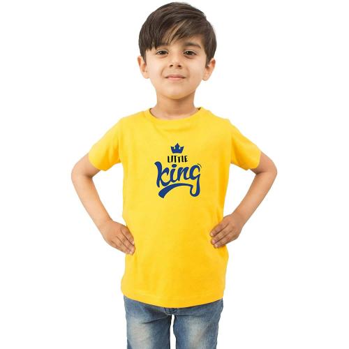 Limit Fashion Store Boys Yellow Cotton Little King Crown Kids T-Shirt