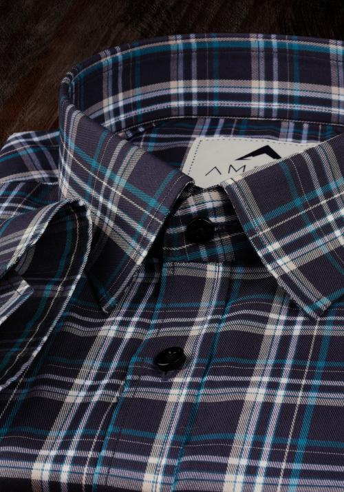 AMSUM Riverdale Egyptian Giza Cotton Full Sleeved Slim Fit Check Shirt with Pocket