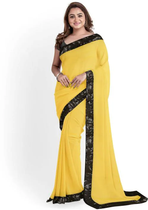 Arpita Fashion Women Yellow Georgette Saree