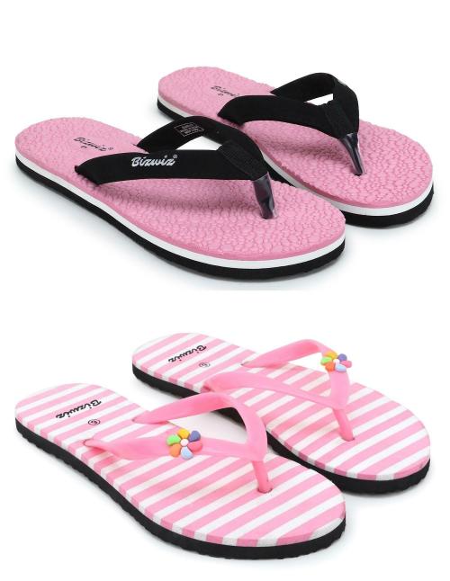 Buy Bizwiz's Trendy & Combo of 2 Flip flops/Slippers for Women (Pink