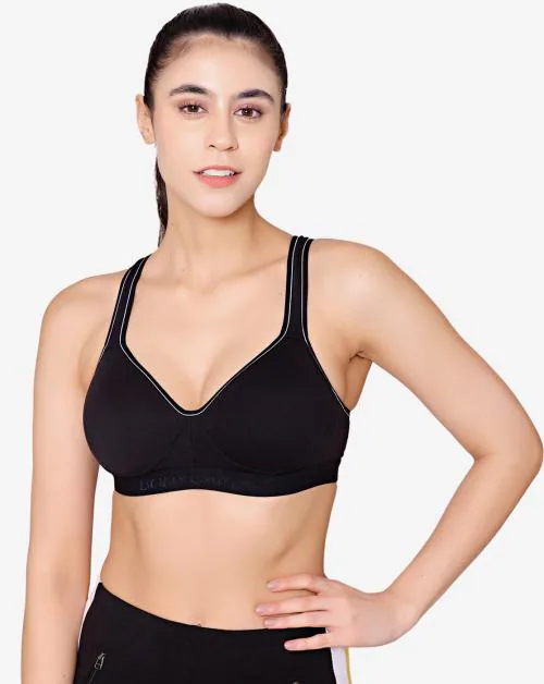 Bodycare cotton spandex wirefree adjustable straps seamless padded sports bra-1615B