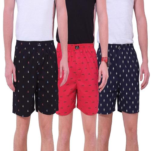 String Mens Shorts/ Boxer Shorts for Men Combo Cotton Premium Printed Back Pocket (Pack of 3)