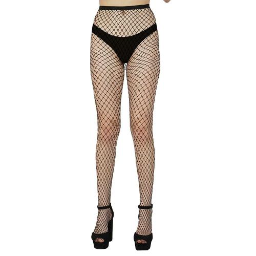 F Y V Women's Black Nylon and Spandex Fishnet Lingerie Stockings Free Size l Stockings For Women