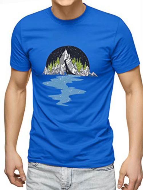 HIPPIESHIPPIE Men Dark Blue Printed Cotton Pack Of 1 T Shirt (M)