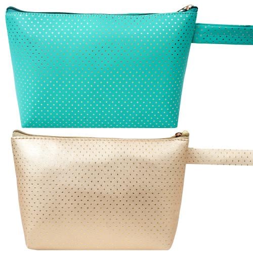 Orviz Cosmetic Bag Pouch For Women ( Teal + Golden )