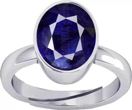 Chopra Gems & Jewellery Brass Original Blue Blue Sapphire Ring (Men and Women) - Free size