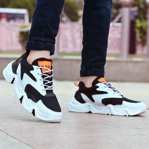 Waan Walking Shoes For Men  (Black, White)