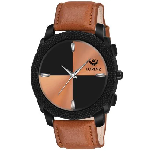Lorenz Two Tone Dial & Brown Leather Strap Analogue Watch for Men | MK-409R