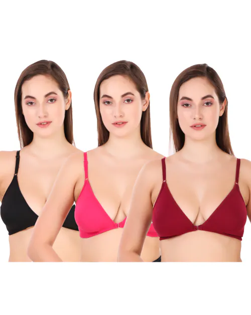 Buy CUTONS NonPadded Soft Everyday Front Open Cotton Bra Combo (Pack
