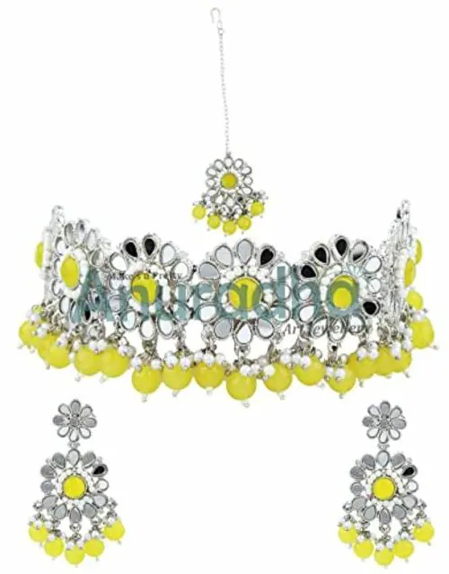 Buy Anuradha Art Jewellery Women Metal Mirror Jewellery Set Online at