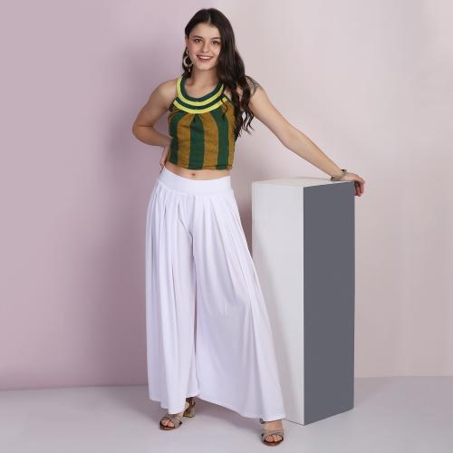 BuyNewTrend Women White Lycra Blend Palazzo Pant