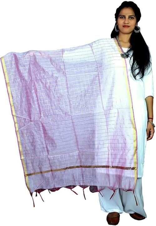 Purndeep Enterprise Women Pink Solid Pure Cotton Dupatta (2.25 Meters)