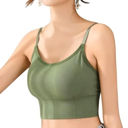 Shree Hans Fashion Women Cotton Longline Padded Wire Free Adjustable Sports Bra for Workout Pack Of 1 Green