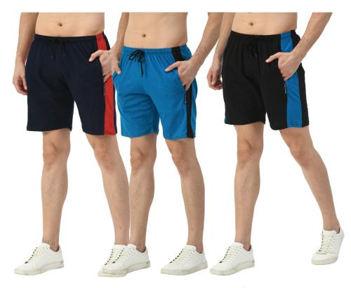 IndiWeaves Mens Cotton Solid Bermuda Shorts (Pack of 3)