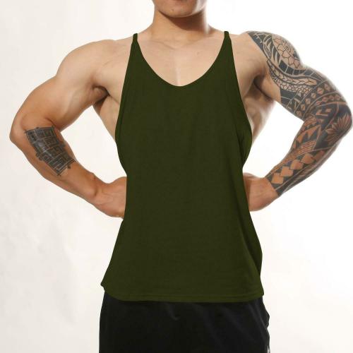 THE BLAZZE Dark Green Solid Cotton Vest XL