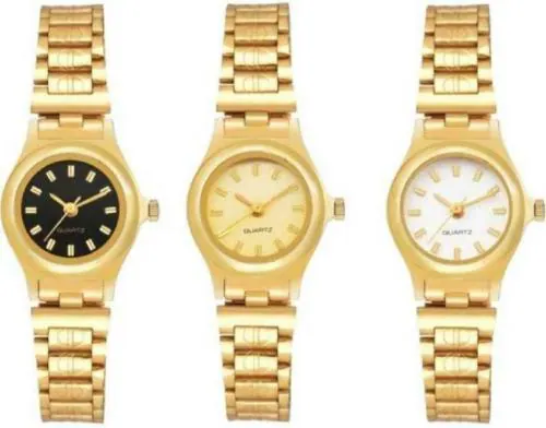 Edenscope Analog Dial Color Gold, White, Black Strap Color Gold Watch for Women And Girls (RY/426)