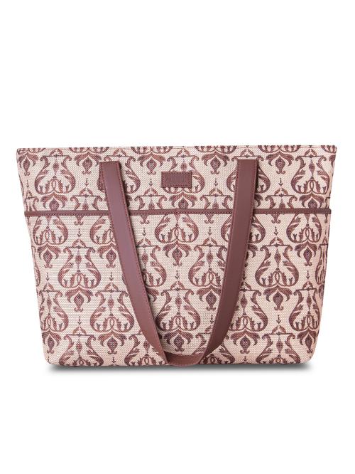 Zouk Women's Handcrafted Jhoomar Motif Tote Bag for Office and College