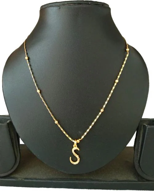 Dimiki Gold Alloy Gold Plated S Letter Pendant With Ball Chain - JioMart