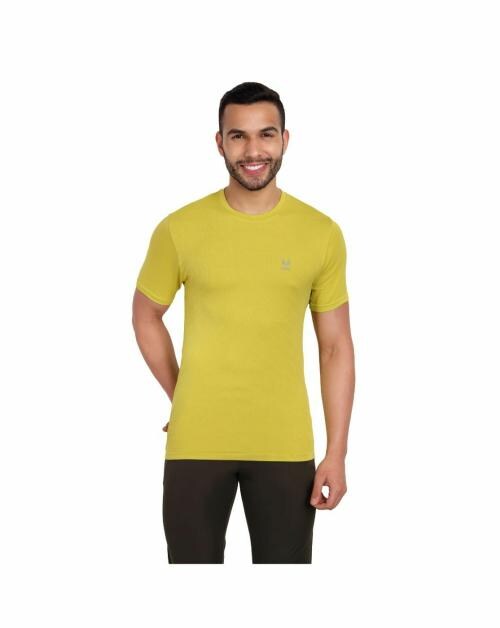 Heka Moisture Transport System Wicks Sweat & dries Quick Training Neon Yellow Colour Iconic Men's T-shirt