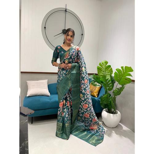 TULSI DESIGNER 1 Min Ready To Wear Women's Multicolor Saree In Premium Lichi Silk Jacquard