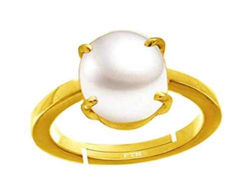 Ptm Pearl 3 Carat Natural Gemstone Panchdhatu Gold Plated Adjustable Ring