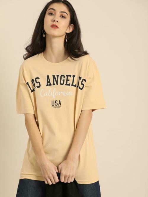 Dillinger Women's Typographic Beige T-Shirt