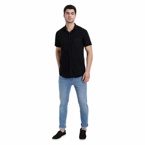 GARRY RICHARDS Men Cotton Half Sleeves Regular Fit Shirt | Black | Size-L