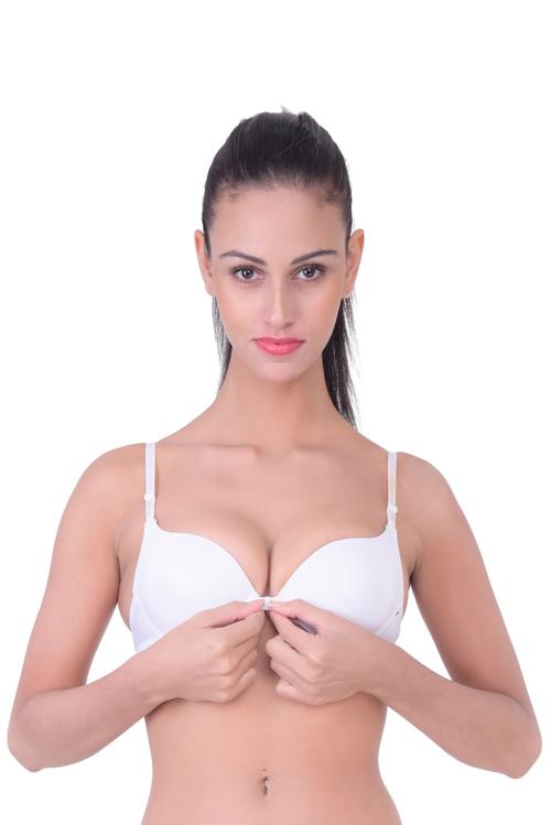 PrettyCat White Solid Cotton Blend Push-Up Bra For Wpmen(PCJSB23-G)