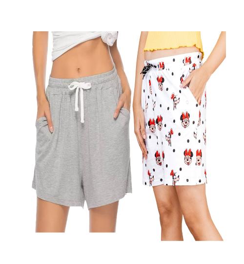 Powermerc awesome printed shorts with one solid shorts combo for women and girls with pocket on both sides of shorts.