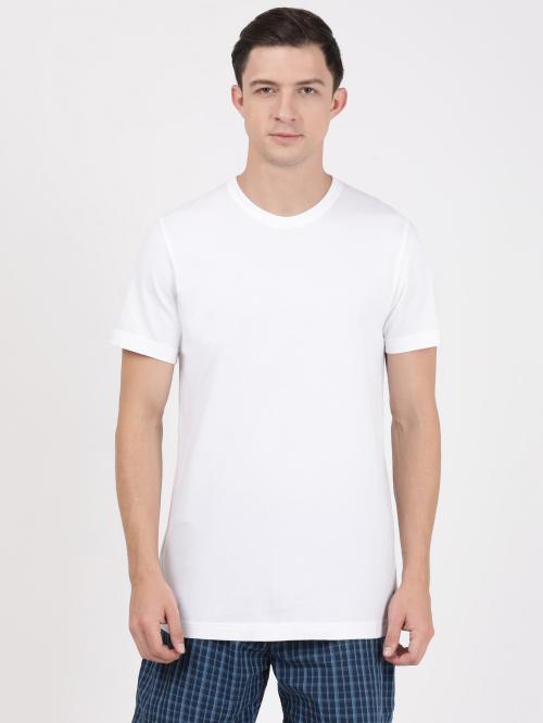 Jockey 8826 Men's White Solid Cotton Short Sleeve Vest