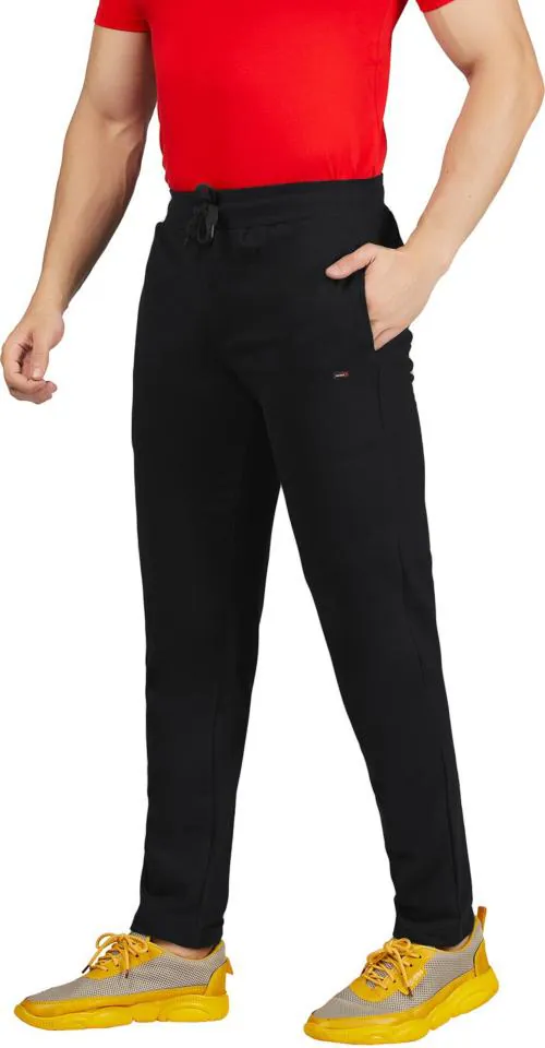 Fizzique Men Black Cotton Blend Solid Track Pants (6Xl)