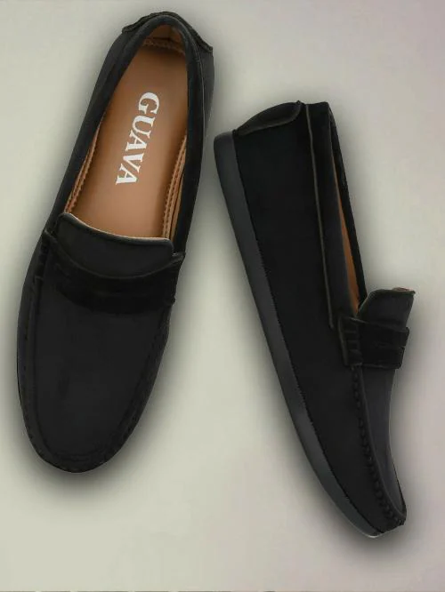 Guava Men's Charming Black Velvet Loafers Shoes