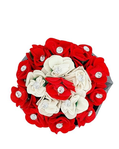 Buy DIAN Red & White Full Bun Juda Maker Flower Gajra Hair Accessories
