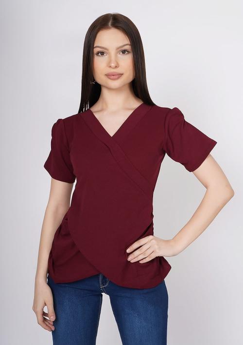 Taggd Women V Neck Maroon Tunic Top Western Solid Top Top for Women l Top for Girls l Girls Top l Western Top l Party Wear Top l Top for Office, Birthday Party