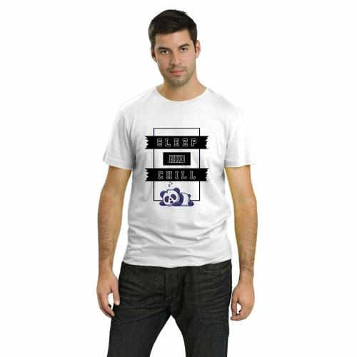 YOLO Men White Self Design Cotton Blend Round Neck Half Sleeve Tshirt (XL)
