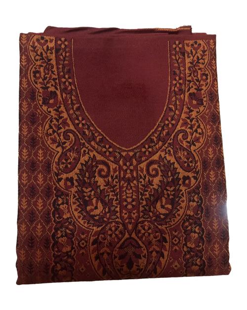 SAAKSHAAT Women's Unstitched Printed Winter Woollen Pashmina Salwar Suit Dress Material with Shawl - (Free Size) - Maroon-5