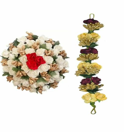 Buy GADINFASHION Multicolor Womens Full Artificial Flower Gajra Hair
