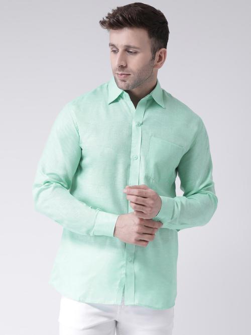 RIAG MEN GREEN SOLID COTTON SHIRT