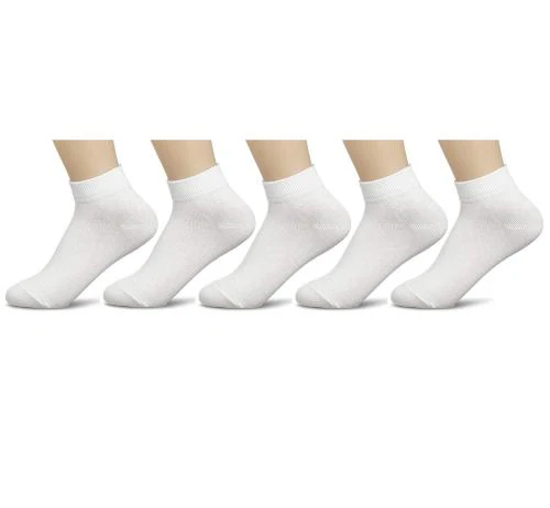 Bmode White Ankle Socks | Plain Socks | Boys Socks | Men Socks | School Socks - Pack of 5