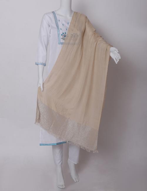 Rosina Fashion & Accessories Viscose Lurex Border Scarf With Frenges ( Beige, size 70cm/180cm )