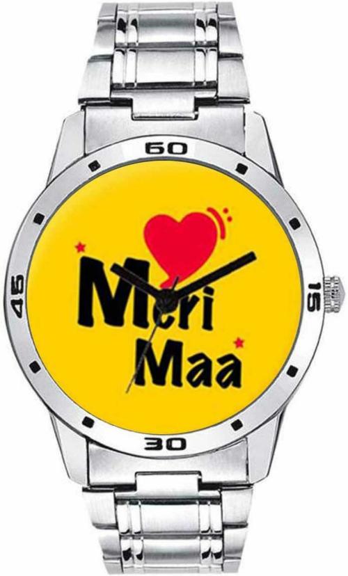 Splazos Analog Yellow Dial Silver Strap Watch for Men