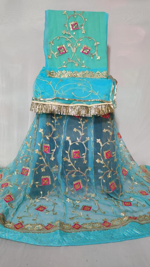 Buy SHIVDEVANSHI Light Blue Rajasthani Poshak Women Lehenga Choli
