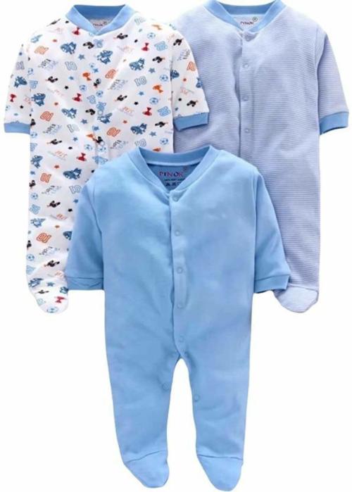 SMILEY APPU CLOTHING Dungaree For Baby Boys & Baby Girls Casual Printed Cotton Blend (Light Blue, Pack of 3)