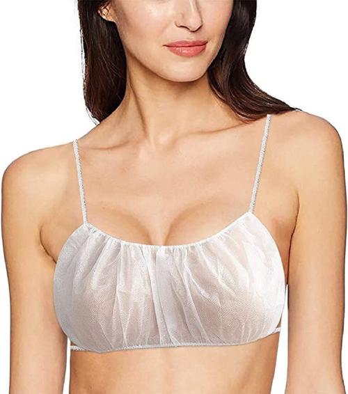 Sassyvilla Disposable Bra Elastic Bra for Women Adjustable Woven Disposable Bra Set for Spa Massage Hospital Beach Use (Pack of 10 _ White)