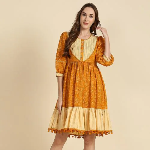 Buy Madhuram Women Short Western Dresses Style with Floral Printed and ...